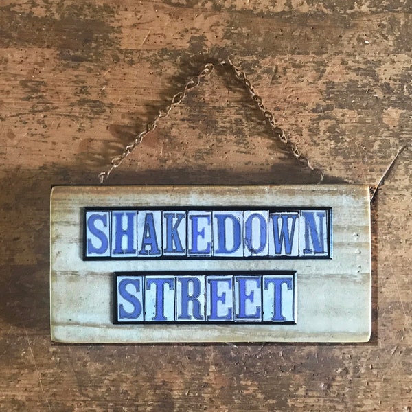 Grateful Dead, New Orleans art, Shakedown Street, Deadhead gift, Grateful Dead theme sign, New Orleans street tiles, salvage wood art, music