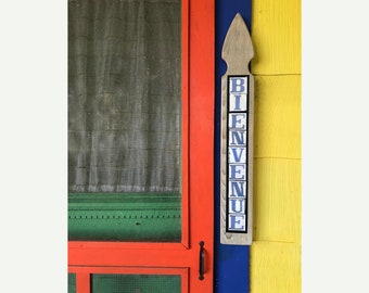 Bienvenue Wooden Sign: New Orleans Street Tile Art