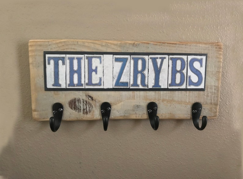 New Orleans Art Street Tile Font Personalized Keyhanger Custom Salvage Wood Functional Gift Under 60 Four Hooks For Keys