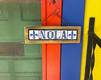 NOLA Salvage Wood Sign: New Orleans Street Tile Art