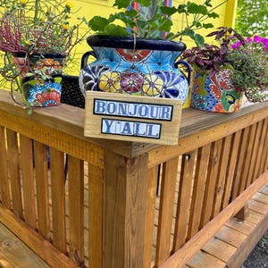 Bonjour Y'all Sign: New Orleans Street Tile Art, French Southern Greeting