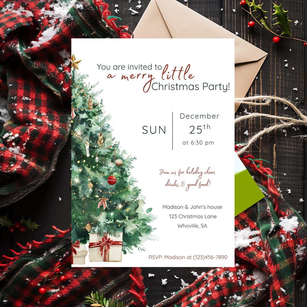 Invitación navideña, invitación a fiesta de Navidad, invitación a ...