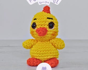 Patrón de ganchillo para amigurumi de pollito kawaii, tutorial en PDF de ganchillo de pollito bebé, juguete de peluche para principiantes de Pascua