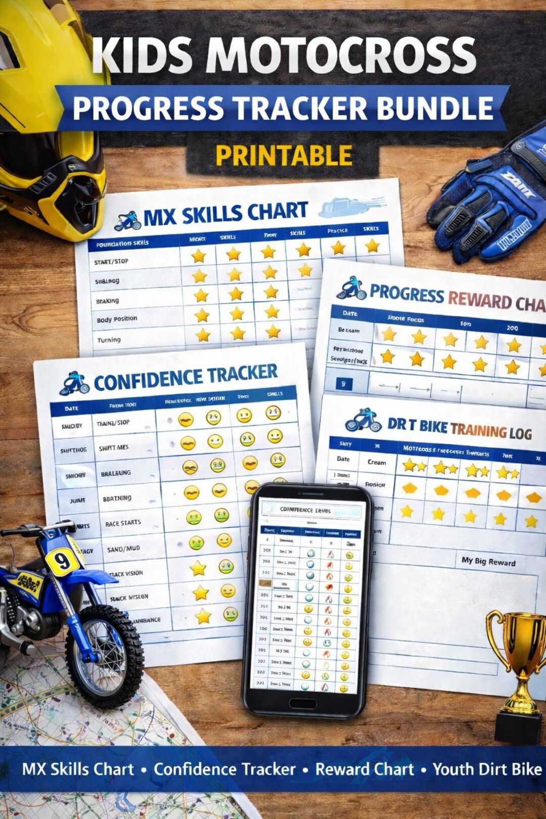 Kids Motocross Progress Tracker | MX Skills Chart, Confidence Builder ...