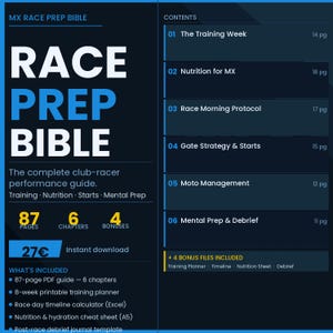 Motocross Race Prep Guide – Training, Nutrition, Starts, Mental Prep (Digital Download)