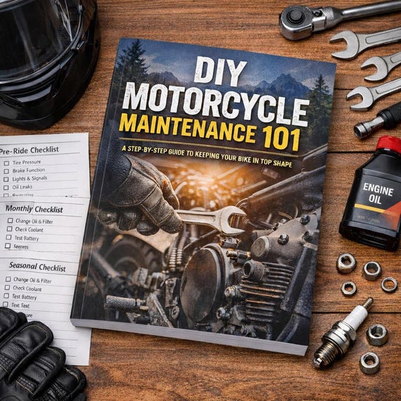 DIY Motorcycle Maintenance Guide PDF | Motorcycle Service Checklist | Bike Care Manual | Printable Rider Workshop Book