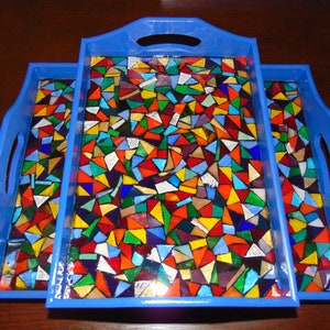 Small Blue/Multicolored Mosaic Trays