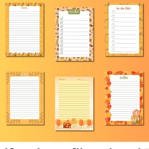 Fall Theme Notepad Set: Pumpkin & Leaves Design (Digital Download)