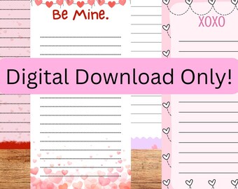 Bloc de notas imprimible con temática de San Valentín, bloc de notas rosa y morado, bloc de notas para regalar en Galentine, para ella, para profesores, para amantes de la papelería.