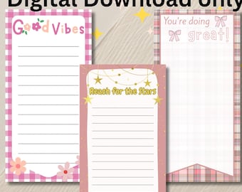 Bloc de notas motivacional imprimible para chicas / Notas inspiradoras para hacer listas de tareas, estilo bohemio y coqueto.