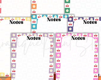 Bloc de notas imprimible de cerezas retro, lista de tareas de estilo vintage (descarga digital)