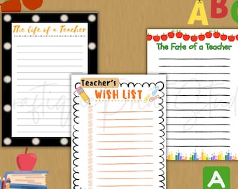 Bloc de notas imprimible para profesores: Regalo inspirado en una bailarina (descarga digital, 5 x 7 pulgadas, 8,5 x 11 pulgadas)