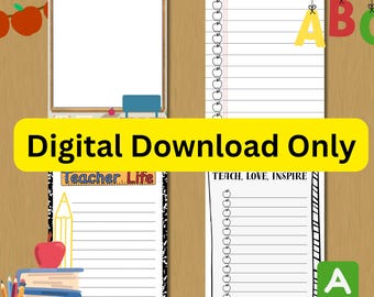 Cuadernos para profesores, accesorios de escritorio imprimibles, lista de tareas diarias, regalo de agradecimiento para profesores, descarga digital, regalo divertido para educadores.
