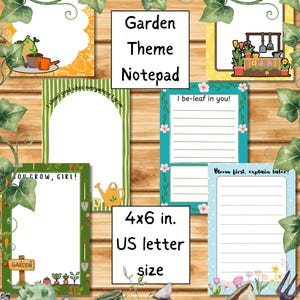 Gardening Theme Notepad Instant Download 4x6