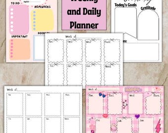 Planificador semanal y diario estilo preppy, imprimible, con diseño de vaquera del oeste, bloc de notas digital para descargar, planificador sencillo.