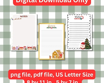 Set de bloc de notas navideño, Papá Noel, imprimible de pan de jengibre (descarga digital)