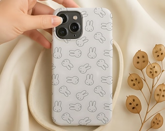 Kawaii Bunny Phone Case, Cute Rabbit Cover for iPhone 17 Pro Max, 16e, 15, 14, 12, Samsung S26 Ultra, S25 FE, A56, S24, Pixel 10, 9A