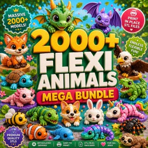 2000+ Flexi Animals STL Bundle | Mega Articulated 3D Print Models, Collection Keychains, (Digital Download)