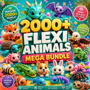 2000+ Flexi Animals STL Bundle | Mega Articulated 3D Print Models, Collection Keychains, (Digital Download)
