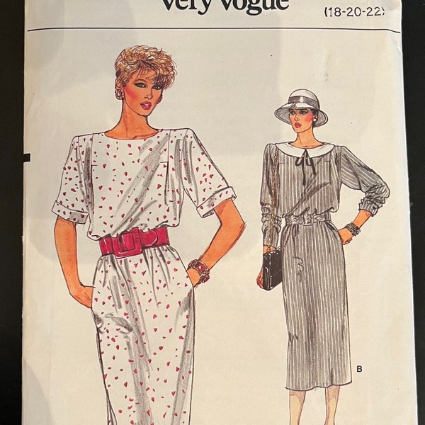 Very Easy Vogue blouson dress pattern 9281 -- Size 18-20-22