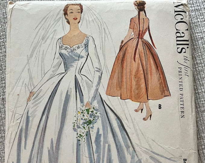 Vintage Mccall's 1950's Wedding or Formal Dress Pattern 9703 Size 14 ...