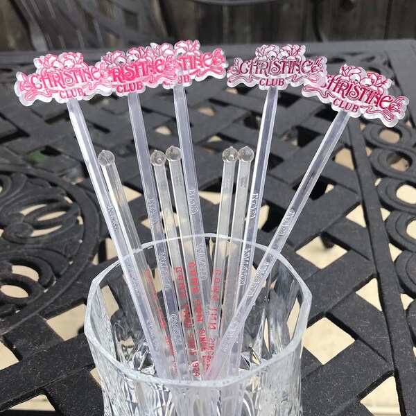 Swizzle Sticks  Vintage Clear and Red/Como Inn Chicago and Christine Club Ixtara Vallarta Cancun