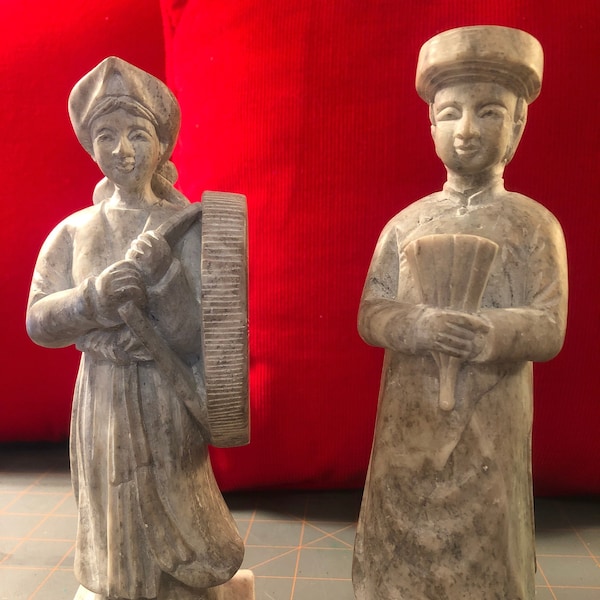 Vintage carved soapstone Asian figures