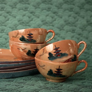 Vintage Teacup & Snack Plates Set