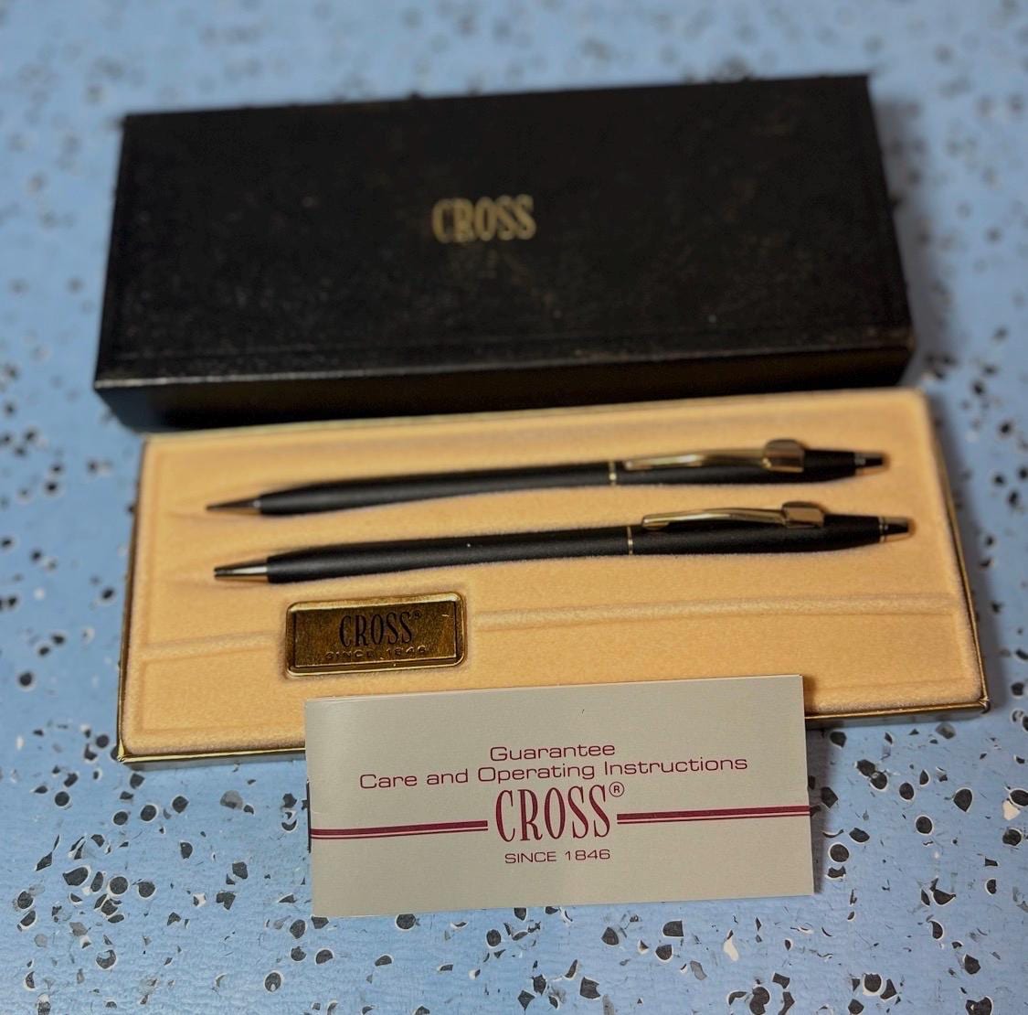 Vintage CROSS Ball Pen & Pencil Set Classic Matte Black 2501 Pen