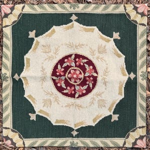 Gorgeous Large Vintage Floral Needlepoint - Pillow Cover - Seat Cover