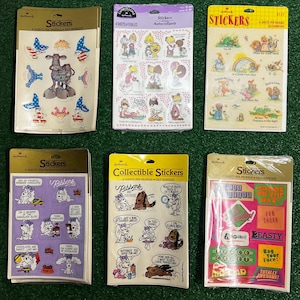 Vintage Hallmark Collectible Stickers - Patriotic Rollerskating Rabbit, Precious Moments, Religious Rabbit, Ribbons the Poodle, Awesome 80’s