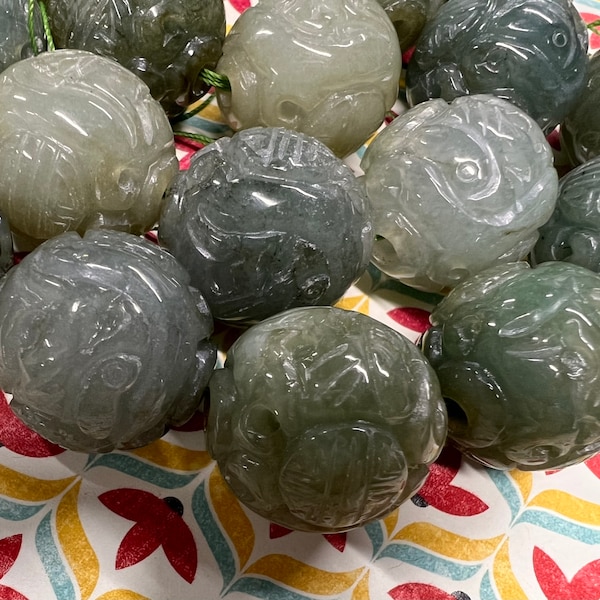Carved Jade Bead Etsy
