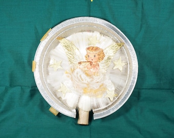 Vintage Handmade Spun Glass Tree Topper Angel