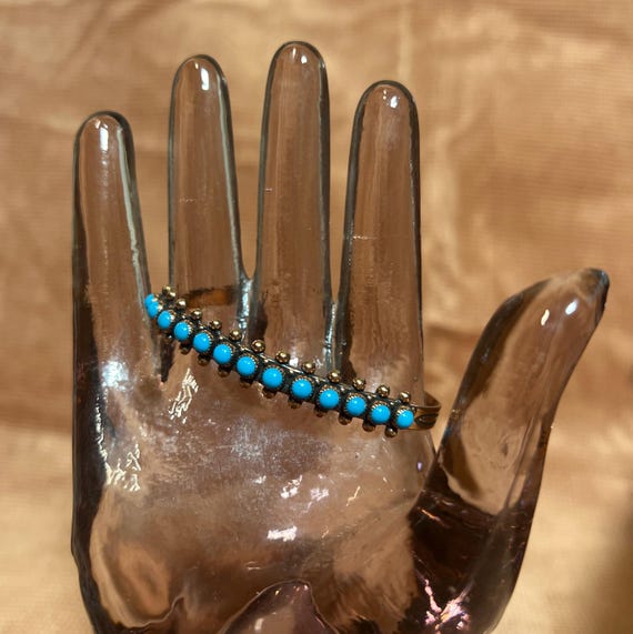 Solid Copper and Turquoise Cuff Bracelet - image 1