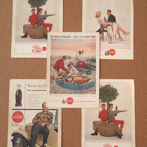 Coca-Cola Magazine Ads Lot 5 pieces - 1960s Lot 6