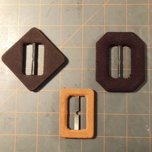 Three vintage earth tone belt buckles lot - fabric covered Lot #4