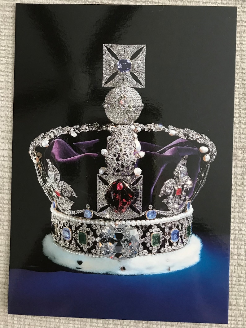 Splendid Queen Splendid Postcards of Queen Elizabeth II, the Crown Jewels, and a Spot ...