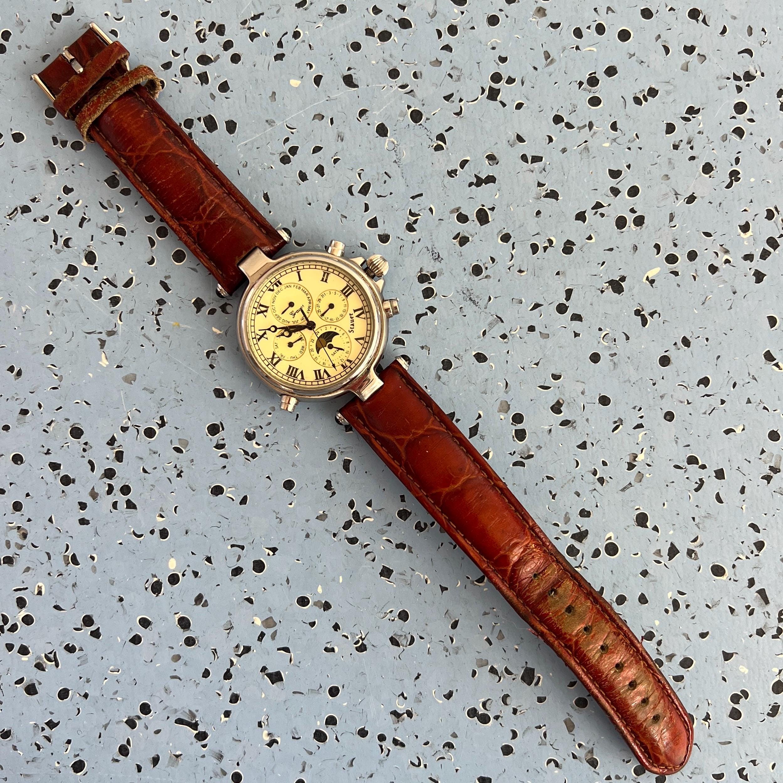 Women\'s Stauer Watch Lot of 2 Authentic NWT Red Black Gold Genuine Leather Bin2 Roma Bordeaux Roman Number Minimalist Ladies Dress Watch  main image 3