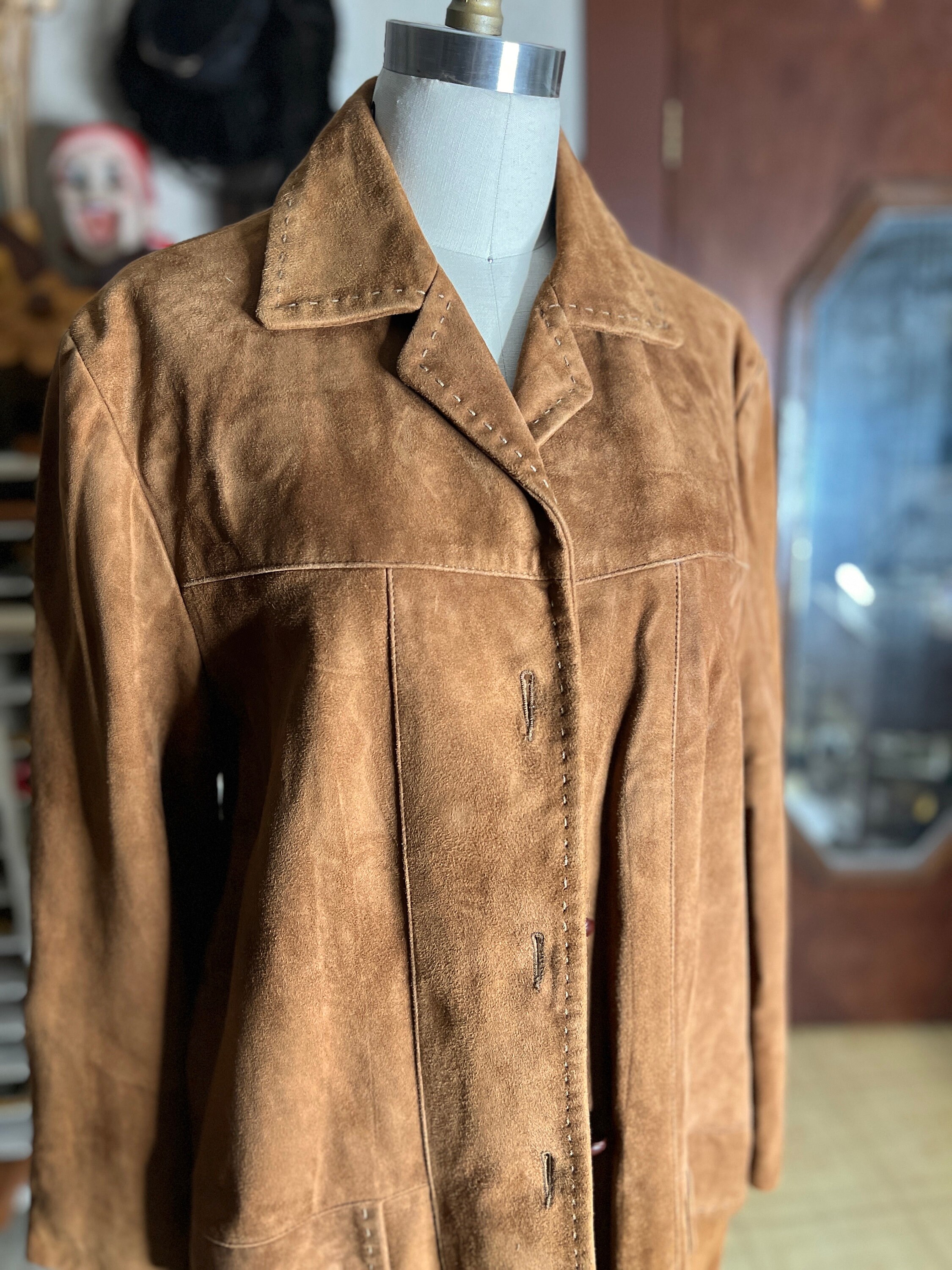 d*3様 vtg golden bear suede leather Harri Vintage 90's Golden Bear Tan Suede Leather Shirt Jacket - Etsy