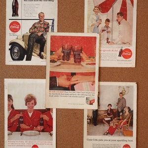 Coca-Cola Magazine Ads Lot 5 pieces - 1960s Lot 5