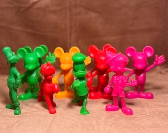Mickey Mouse, Donald Duck, Pinocchio, Goofy, Pluto - 1970's Walt Disney Productions Louis Marx Plastic Figures