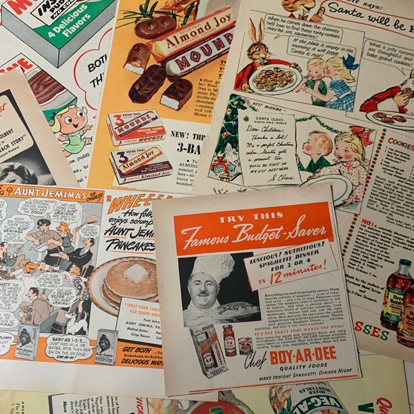 Vintage Miscellaneous Food Magazine Ads Lot 10 pieces Ephemera Collage Art Crafts