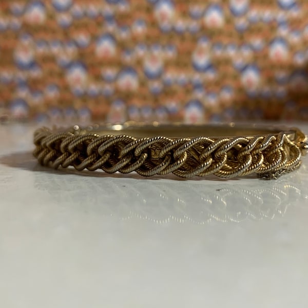 Vintage Seventies Eighties Rope Gold Bangle Costume Jewelry