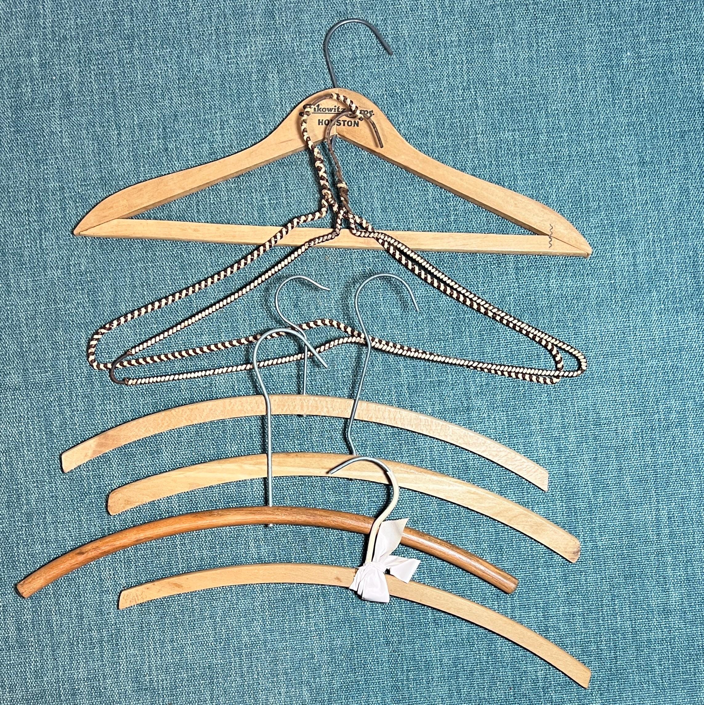 50s vintage wood hanger made in usa　5本 Vintage Wood Hangers, Vintage Suits/pants Hangers, Vintage