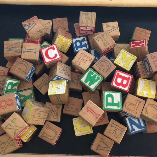 Wooden Alphabet Blocks Etsy