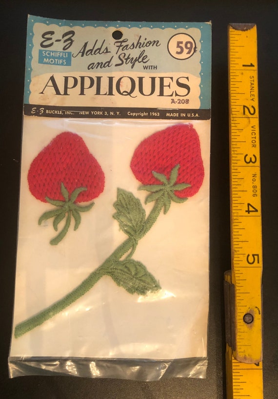 Juicy vintage strawberry appliques -- E-Z Schiffli Motifs
