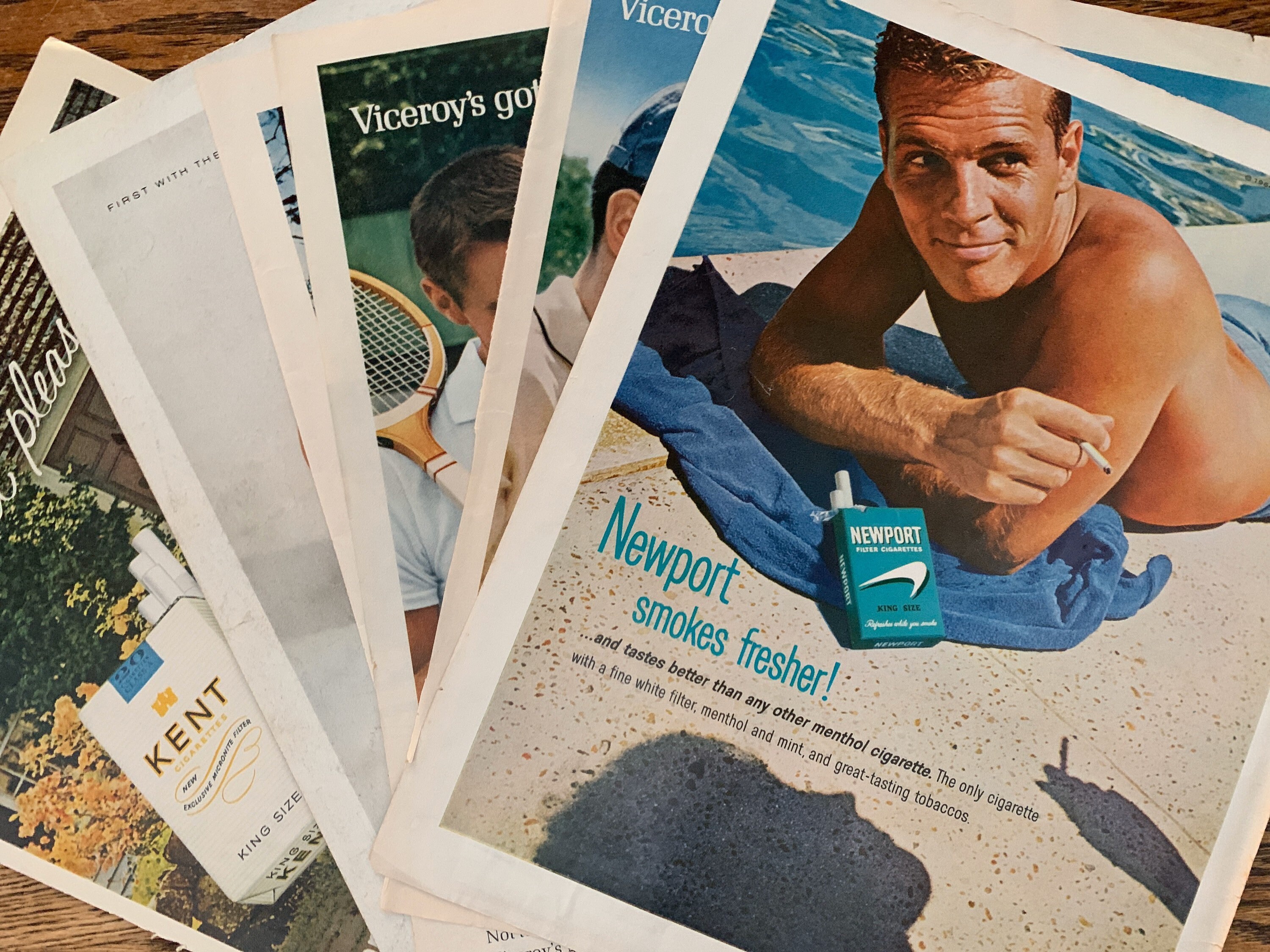 Vintage Ad Lot Cigarette Smoking Kent Viceroy Newport — Collage Art Craft  Supplies