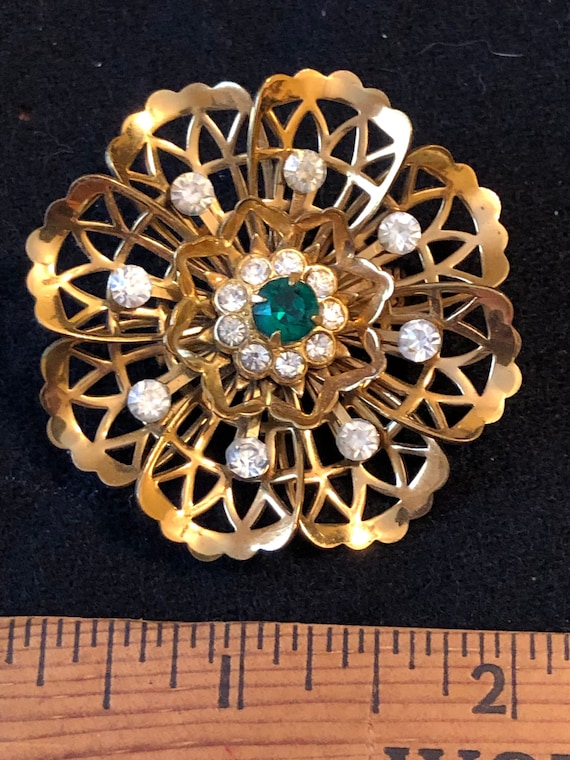 Sindary Lovely Cat Brooch Pin - 4.92 Inch Rhinestone Crystal Kitty Jewelry (Gold-Tone)