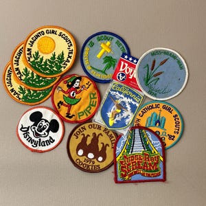 Vintage Patches!! Girl Scouts, Disneyland, California Surfer, Six Flags  - SOLD SEPARATELY