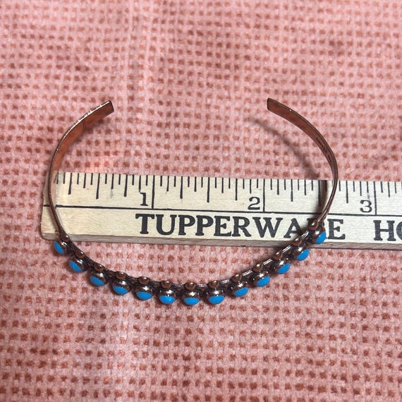Solid Copper and Turquoise Cuff Bracelet - image 5